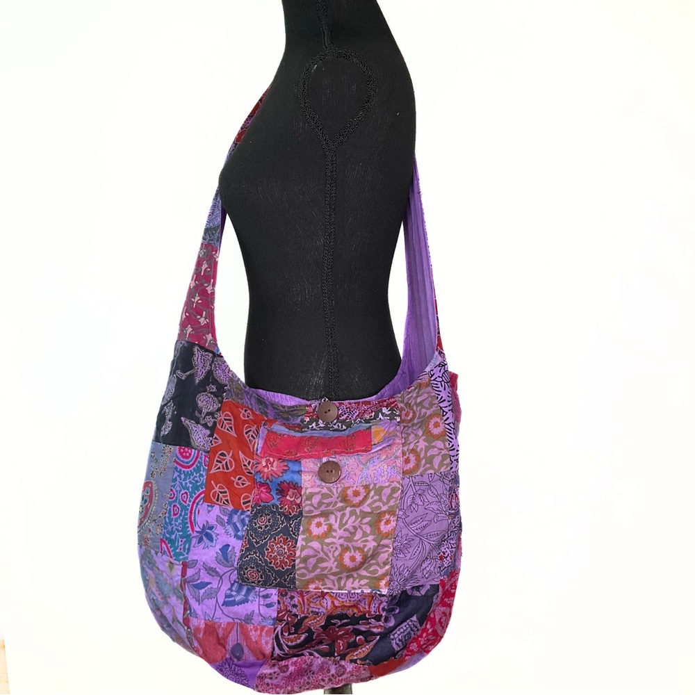 Hippie Forever Organic Cotton Handmade Patchwork Crossbody Bag Womens Boho Artsy